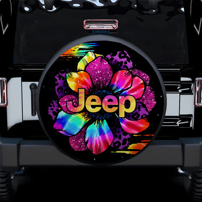 Rainbow Flower Jeep Car Spare Tire Cover