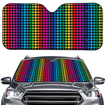 Rainbow Gay Pride Zigzag Pattern Print Car Windshield Sun Shade