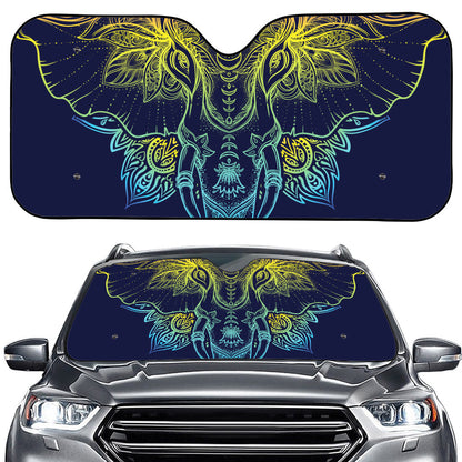 Rainbow Indian Elephant Print Car Windshield Sun Shade
