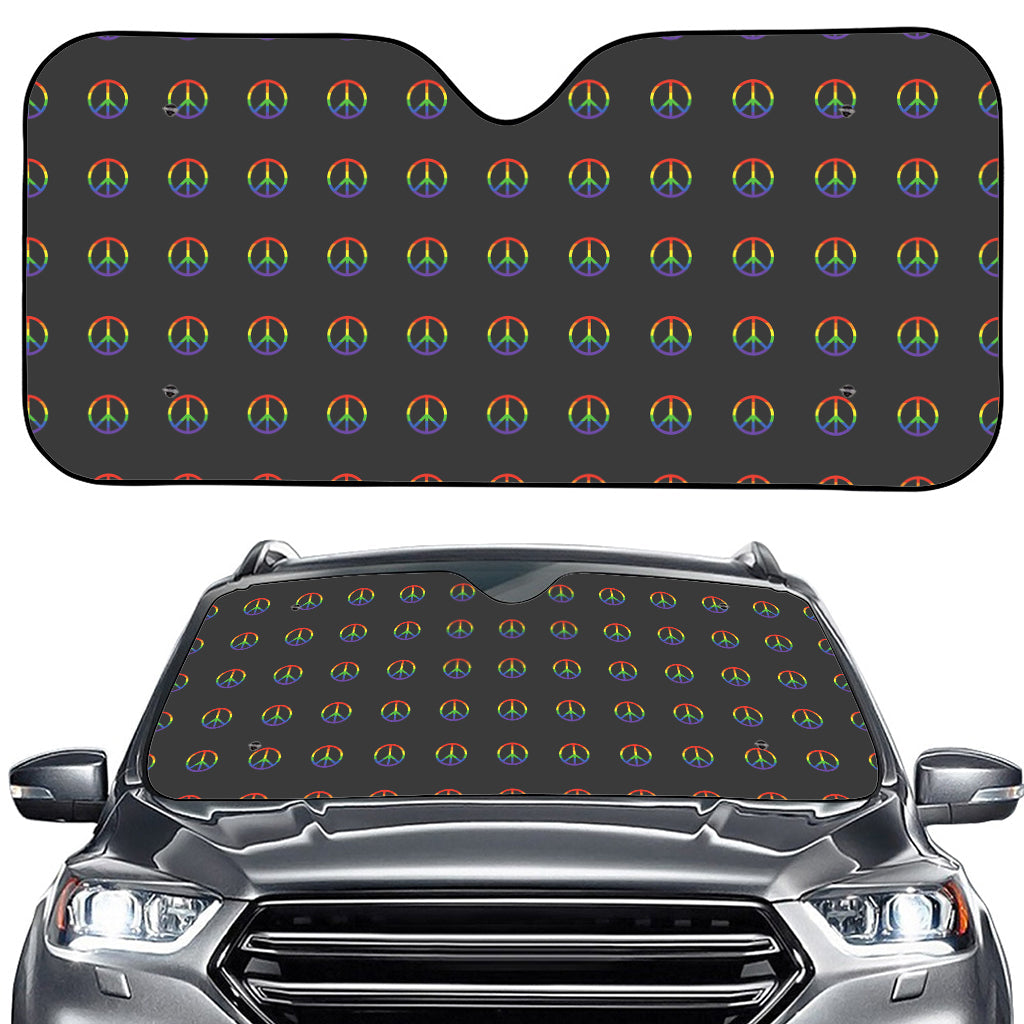 Rainbow LGBT Peace Sign Pattern Print Car Windshield Sun Shade