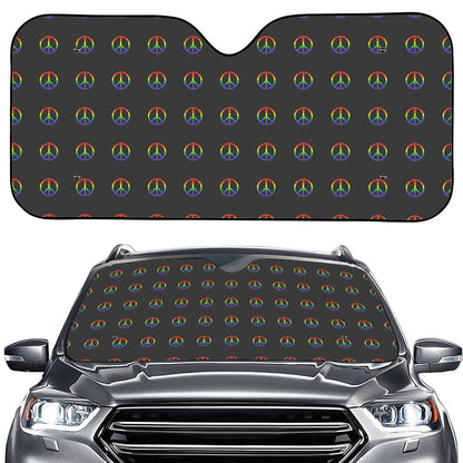 Rainbow LGBT Peace Sign Pattern Print Car Windshield Sun Shade