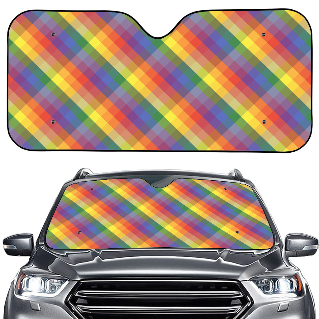 Rainbow LGBT Plaid Pattern Print Car Windshield Sun Shade