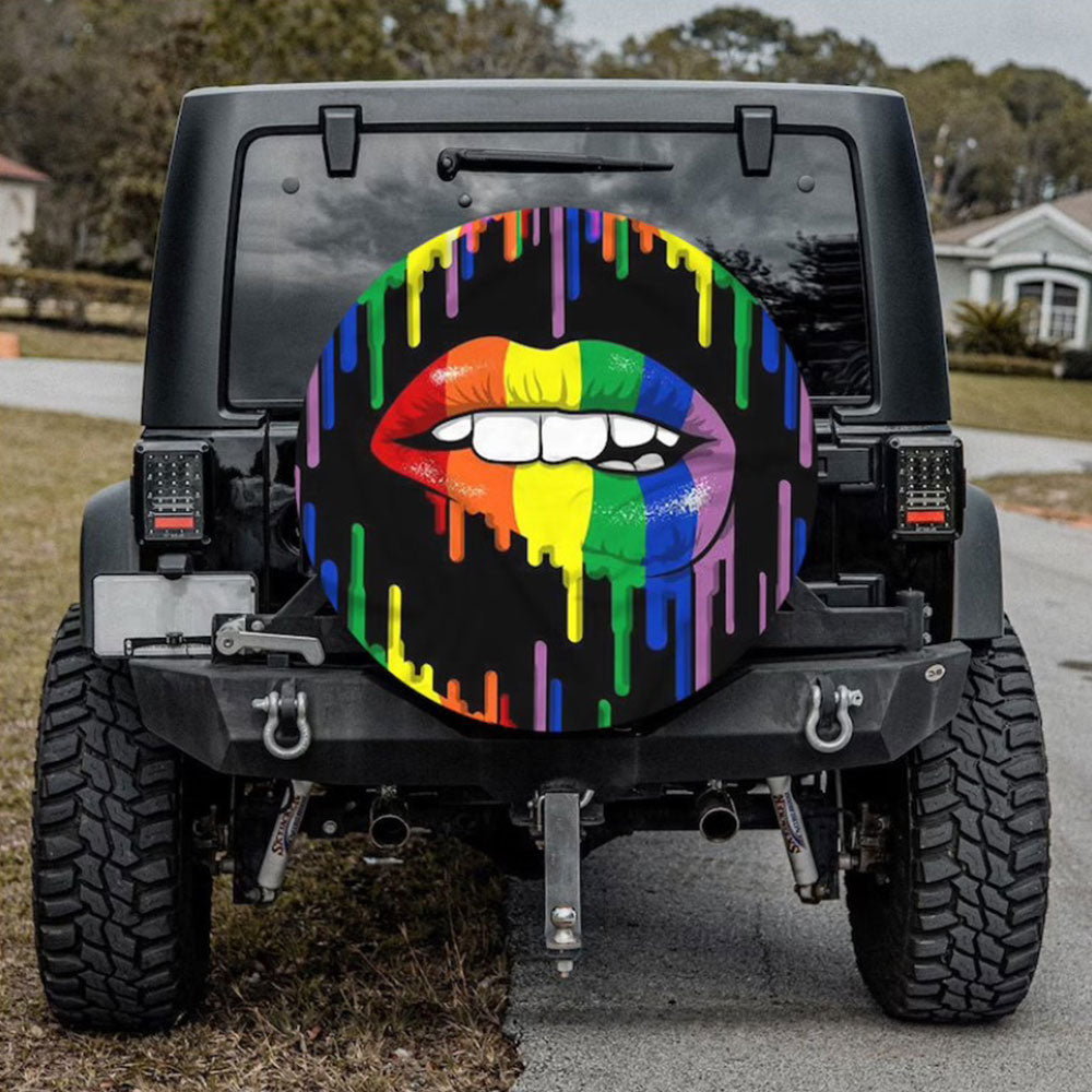 Rainbow Lips Car Spare Tire Cover
