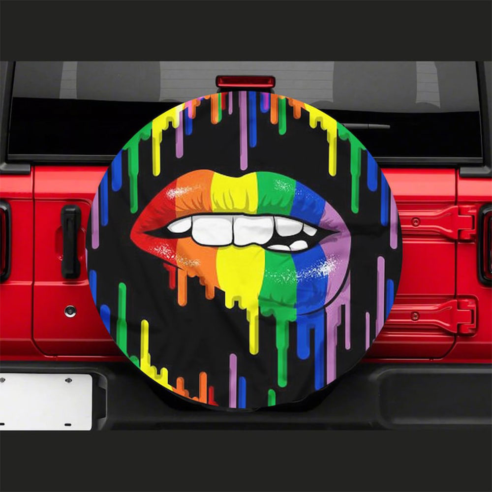 Rainbow Lips Car Spare Tire Cover