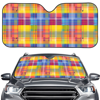 Rainbow Plaid Pattern Print Car Windshield Sun Shade