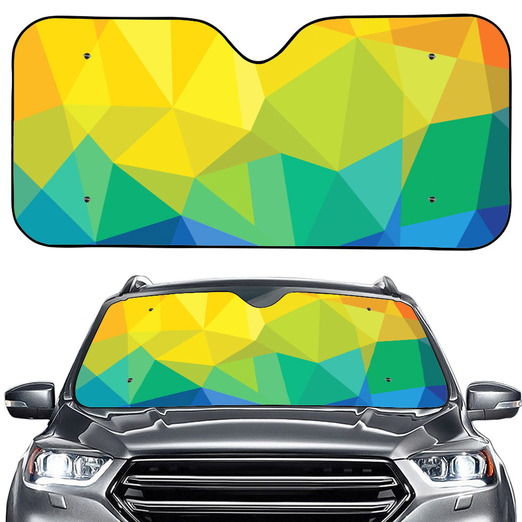 Rainbow Polygonal Geometric Print Car Windshield Sun Shade