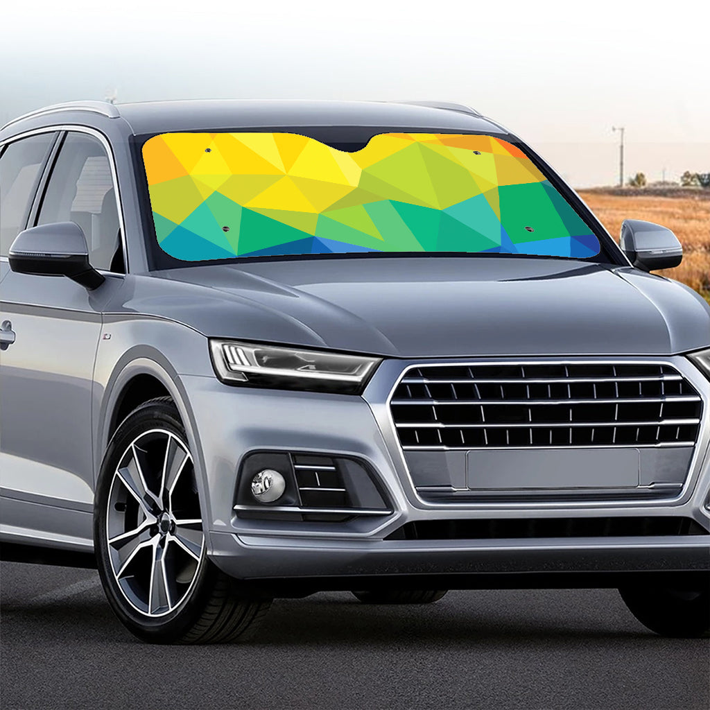 Rainbow Polygonal Geometric Print Car Windshield Sun Shade