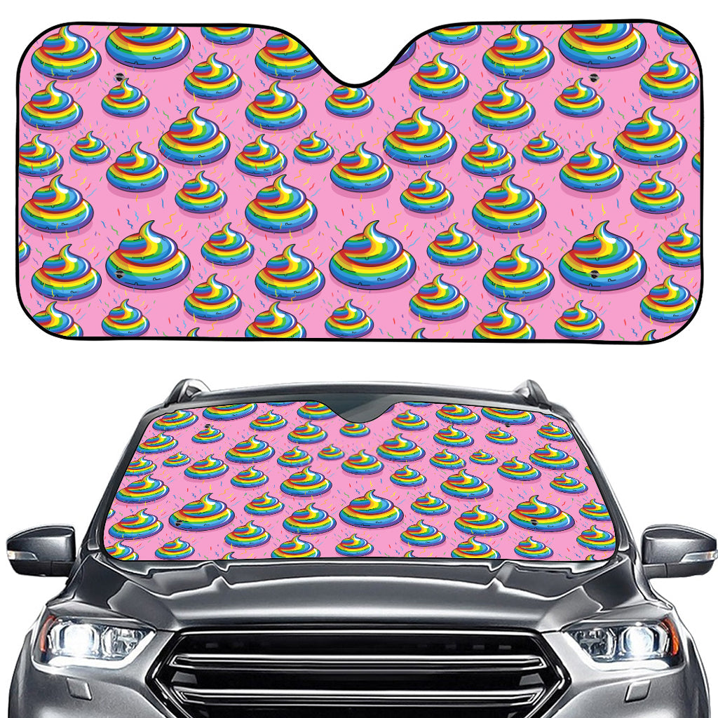 Rainbow Poop Pattern Print Car Windshield Sun Shade
