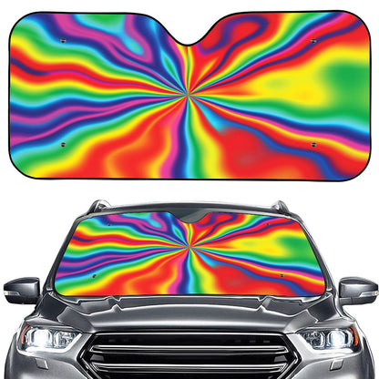 Rainbow Psychedelic Print Car Windshield Sun Shade