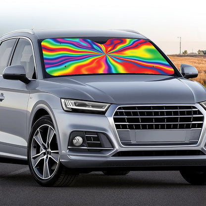 Rainbow Psychedelic Print Car Windshield Sun Shade