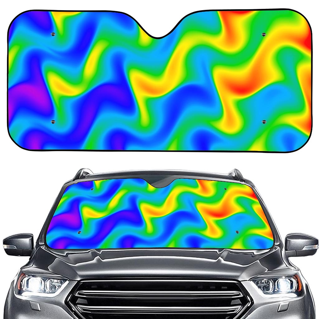 Rainbow Psychedelic Trippy Print Car Windshield Sun Shade