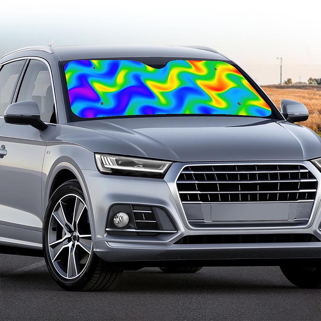 Rainbow Psychedelic Trippy Print Car Windshield Sun Shade