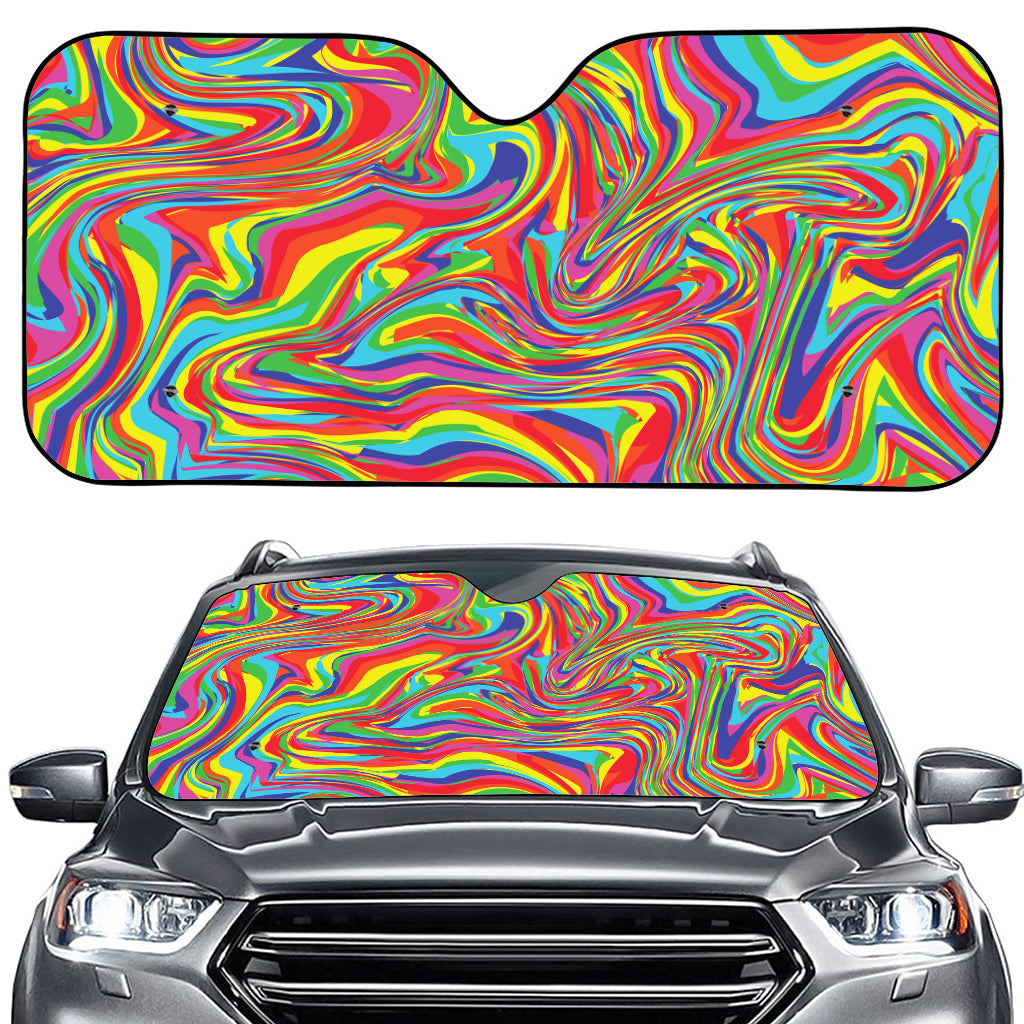 Rainbow Rave Print Car Windshield Sun Shade