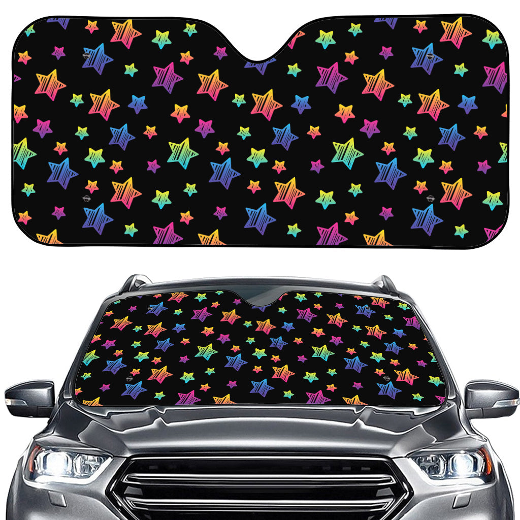 Rainbow Stars Pattern Print Car Windshield Sun Shade