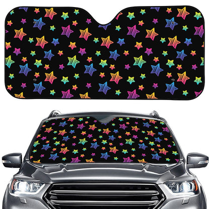 Rainbow Stars Pattern Print Car Windshield Sun Shade