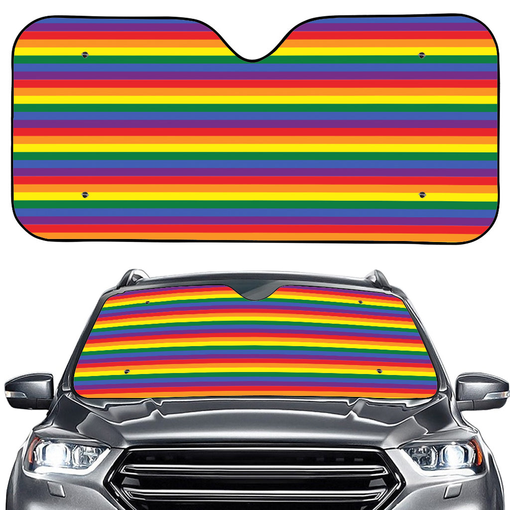 Rainbow Stripe Print Car Windshield Sun Shade