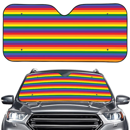 Rainbow Stripe Print Car Windshield Sun Shade