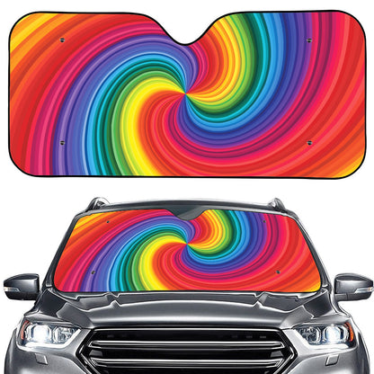 Rainbow Swirl Print Car Windshield Sun Shade