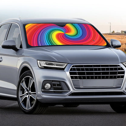 Rainbow Swirl Print Car Windshield Sun Shade