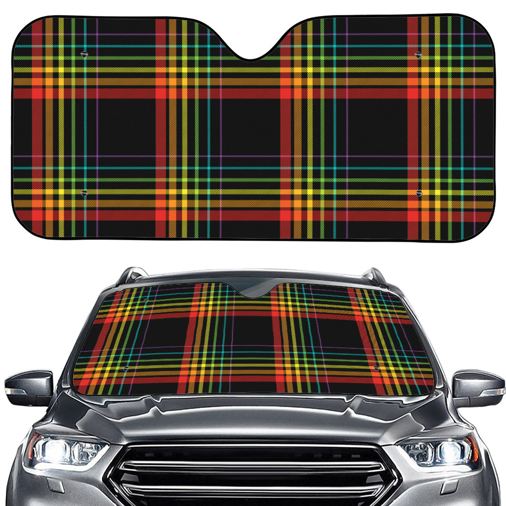Rainbow Tartan Pattern Print Car Windshield Sun Shade
