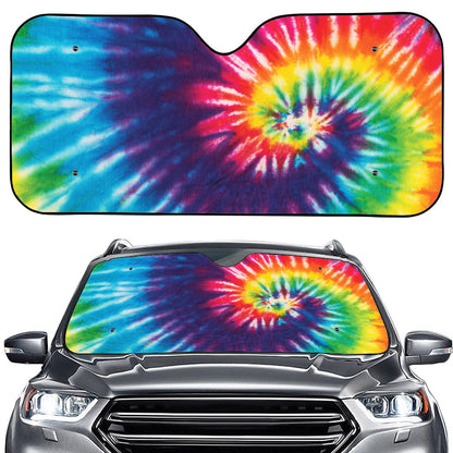Rainbow Tie Dye Print Car Windshield Sun Shade