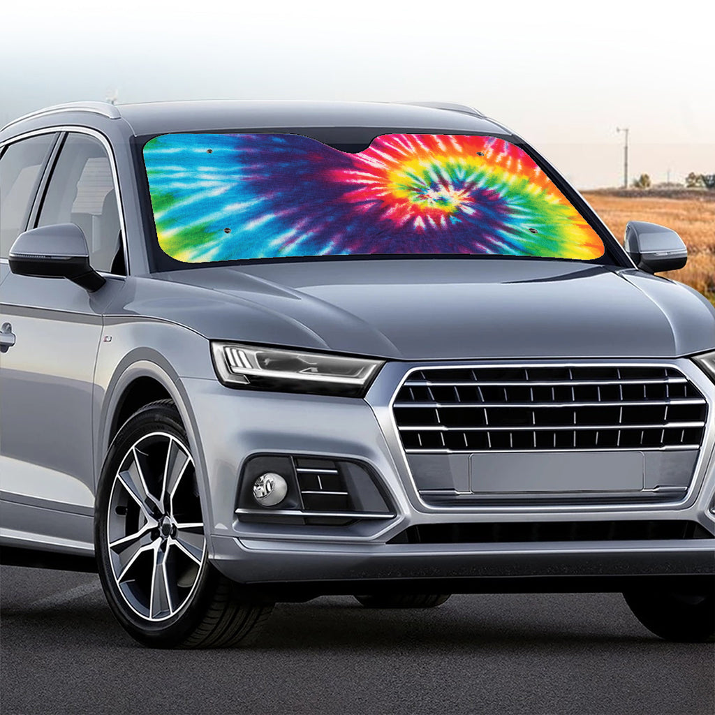 Rainbow Tie Dye Print Car Windshield Sun Shade