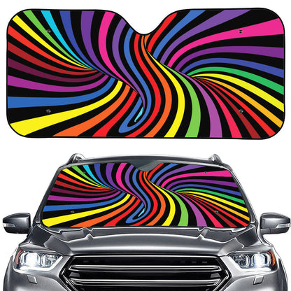 Rainbow Torus Psychedelic Print Car Windshield Sun Shade