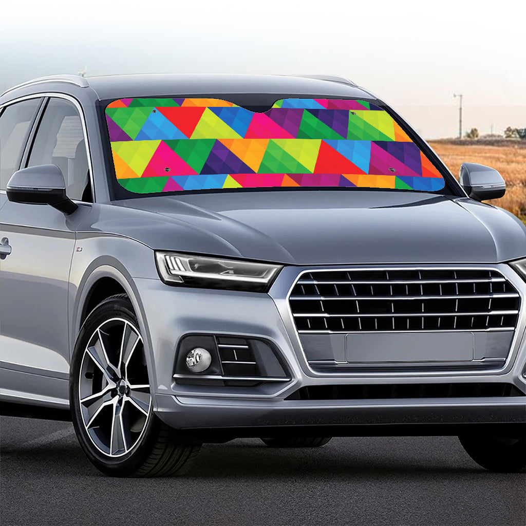 Rainbow Triangles Pattern Print Car Windshield Sun Shade