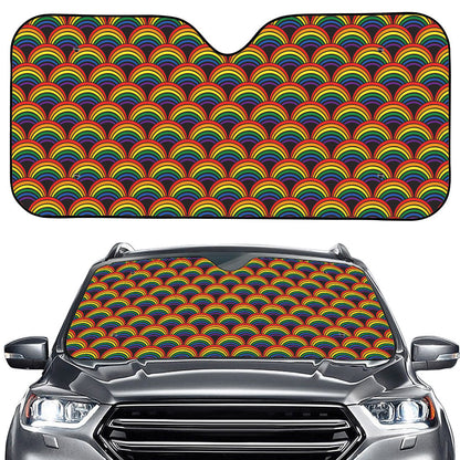 Rainbow Wave Pattern Print Car Windshield Sun Shade