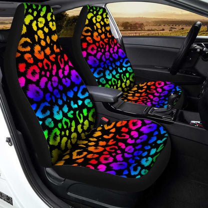 Rainbow Wild Cheetah Print Car Seat Covers Custom Car Accessories