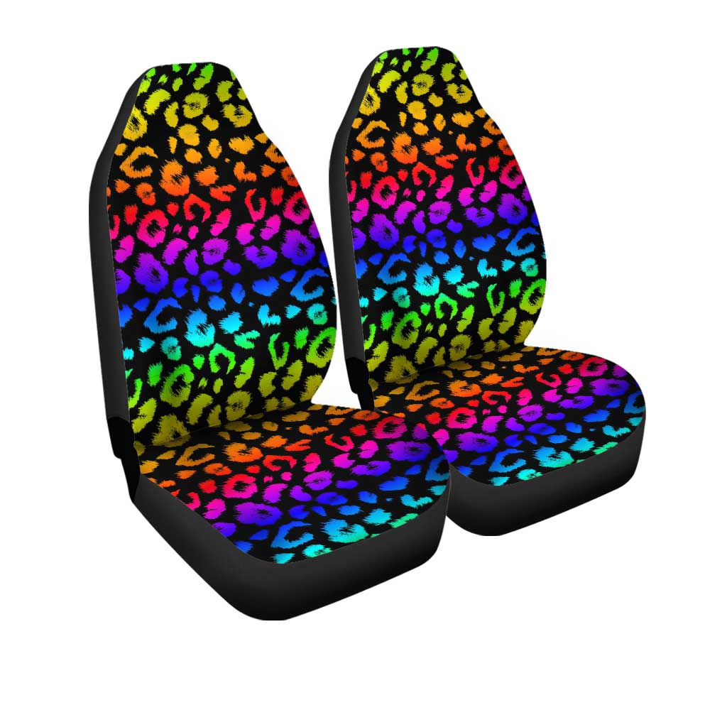 Rainbow Wild Cheetah Print Car Seat Covers Custom Car Accessories