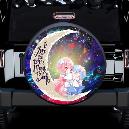 Ram And Rem Rezero Love You To The Moon Galaxy Spare Tire Cover