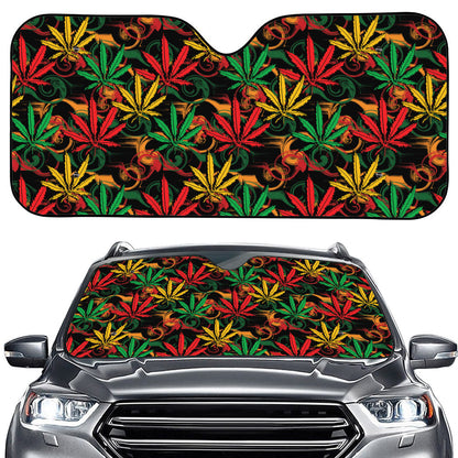 Rasta Marijuana Pattern Print Car Windshield Sun Shade