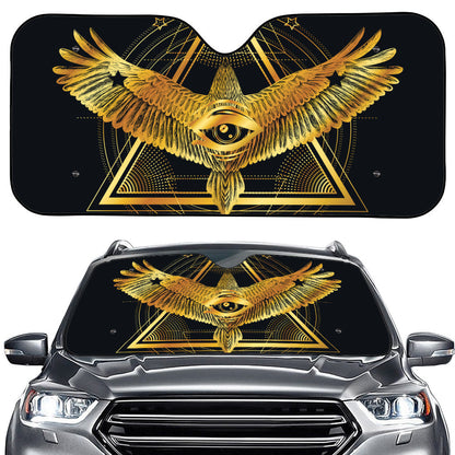 Raven Masonic Eye Print Car Windshield Sun Shade