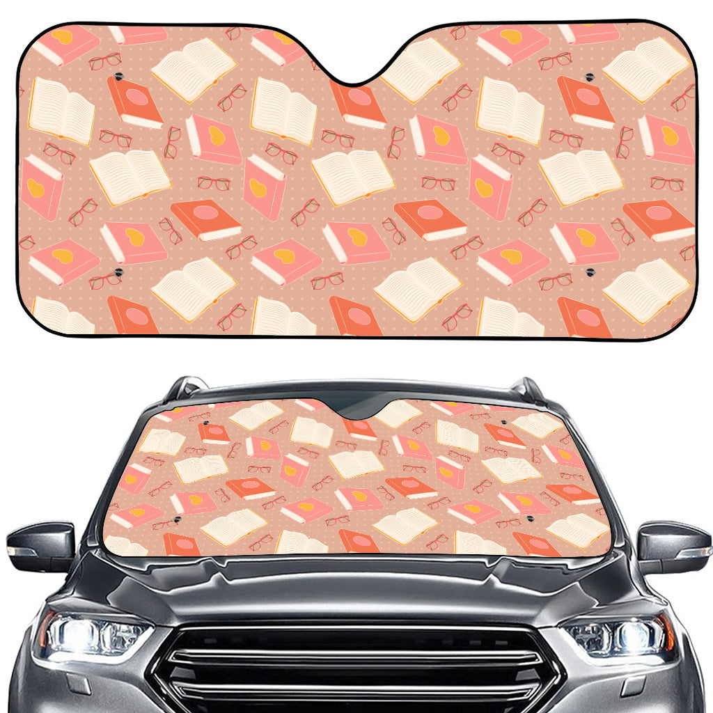 Reading Books And Glasses Pattern Print Car Windshield Sun Shade