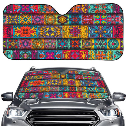 Rectangle Mandala Bohemian Pattern Print Car Windshield Sun Shade