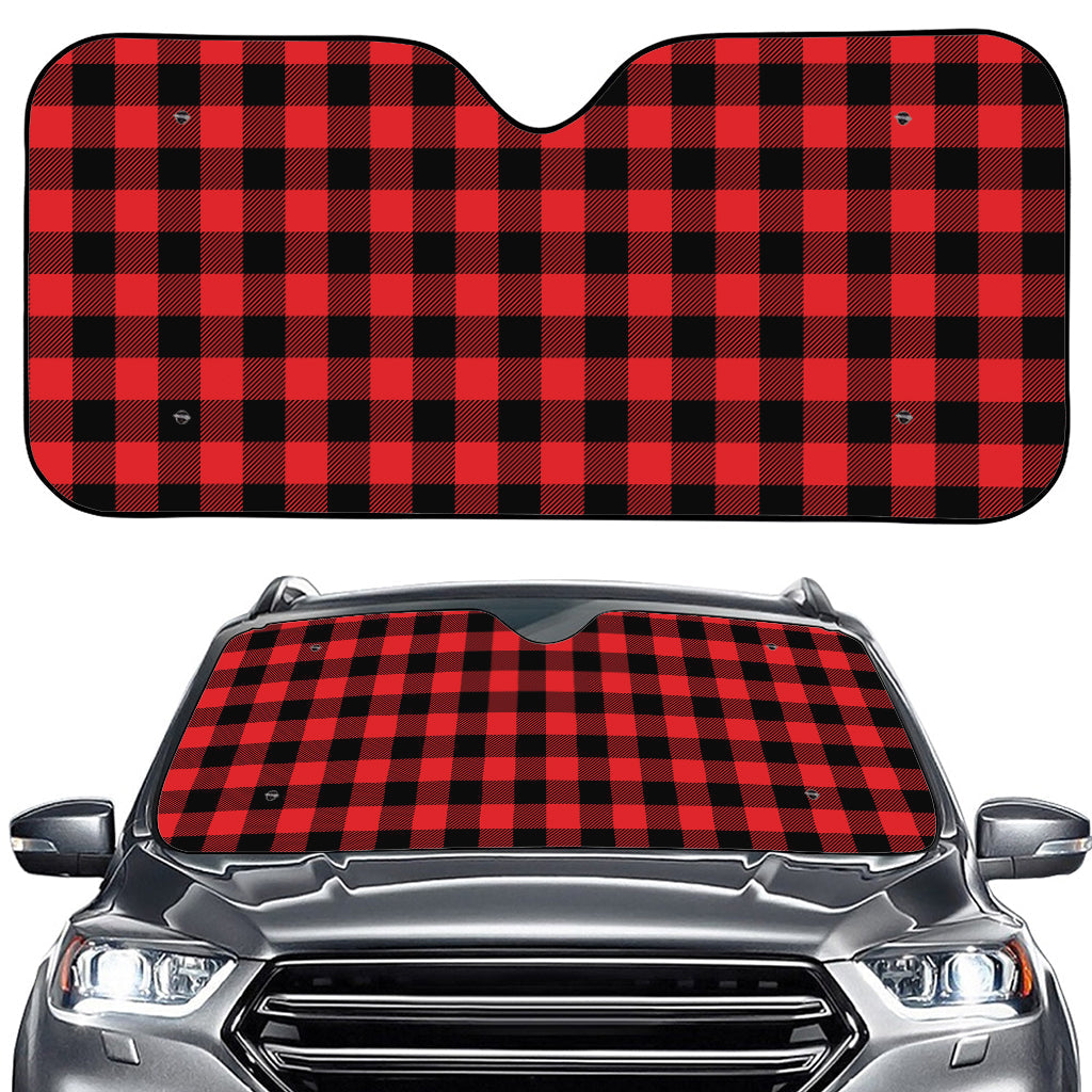 Red And Black Buffalo Check Print Car Windshield Sun Shade