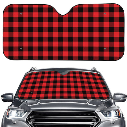 Red And Black Buffalo Check Print Car Windshield Sun Shade