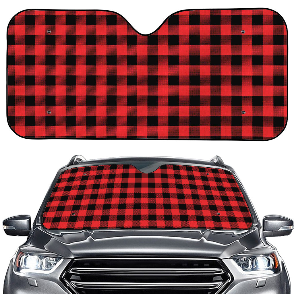 Red And Black Buffalo Plaid Print Car Windshield Sun Shade