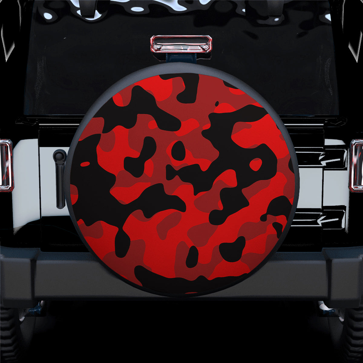 Red And Black Camouflage Spare Tire Cover