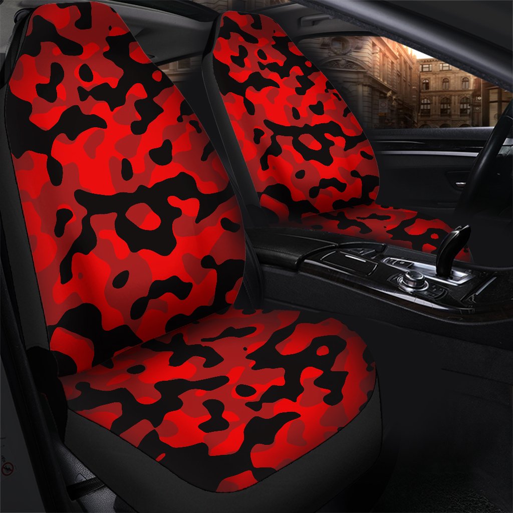 Red And Black Camouflage Luxury Premium Custom Car Seat Covers