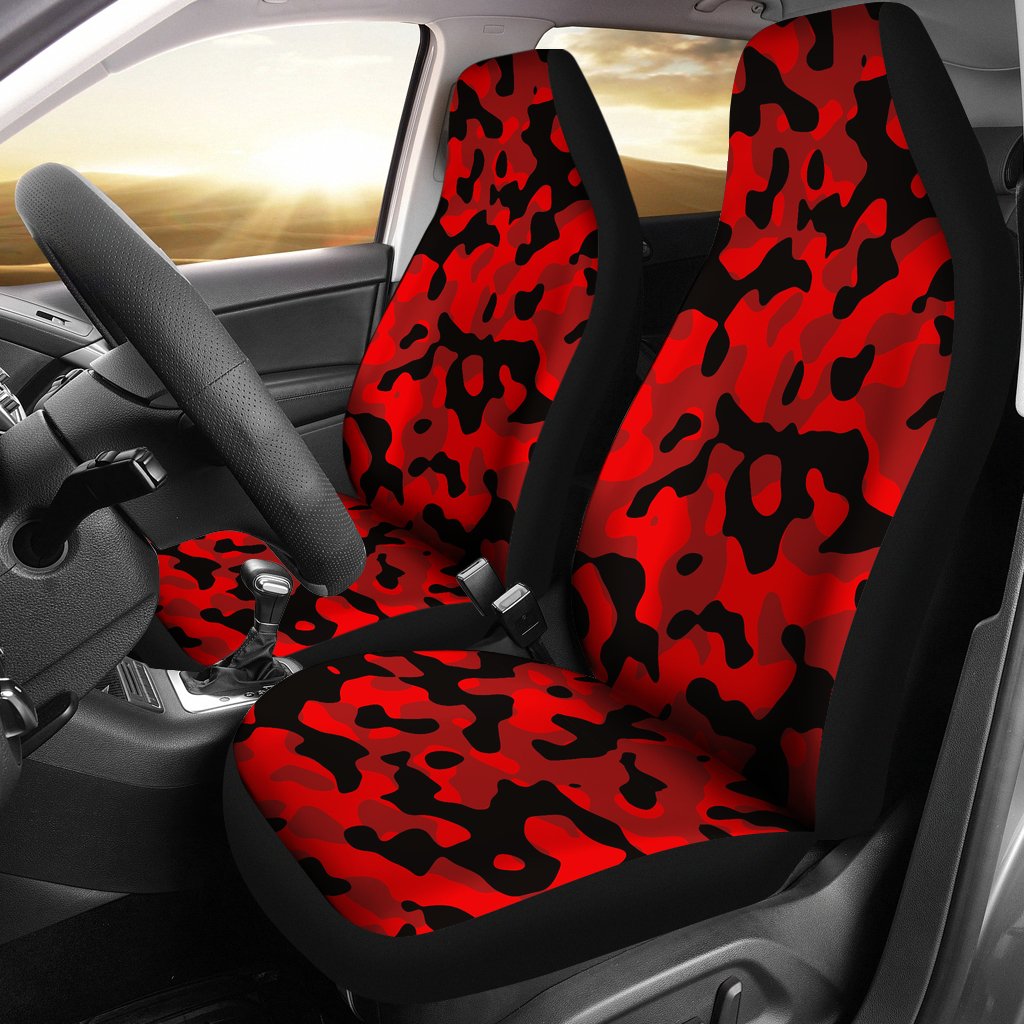 Red And Black Camouflage Luxury Premium Custom Car Seat Covers