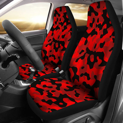 Red And Black Camouflage Luxury Premium Custom Car Seat Covers