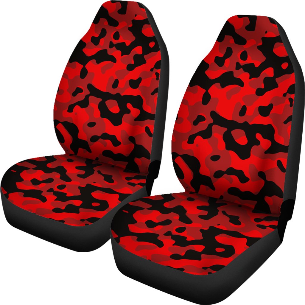Red And Black Camouflage Luxury Premium Custom Car Seat Covers