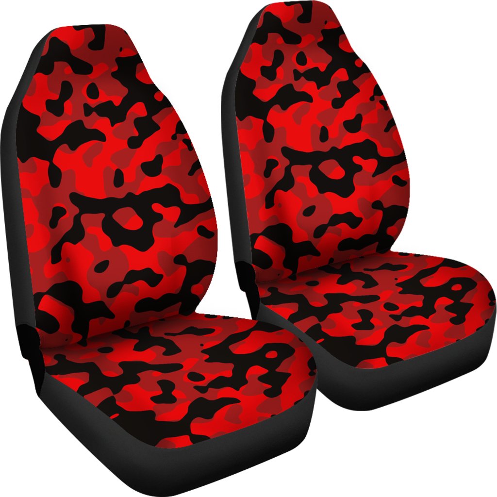 Red And Black Camouflage Luxury Premium Custom Car Seat Covers