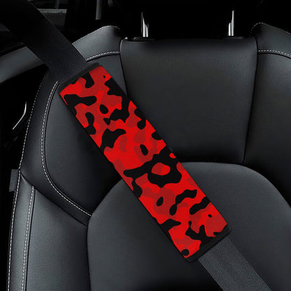 Red And Black Camouflage Premium Custom Car Seat Belt Covers