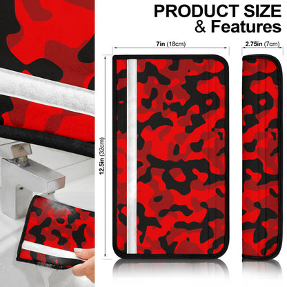 Red And Black Camouflage Premium Custom Car Seat Belt Covers