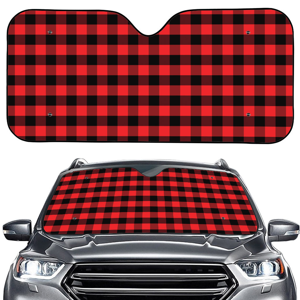 Red And Black Check Pattern Print Car Windshield Sun Shade