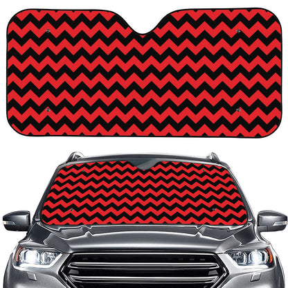 Red And Black Chevron Pattern Print Car Windshield Sun Shade