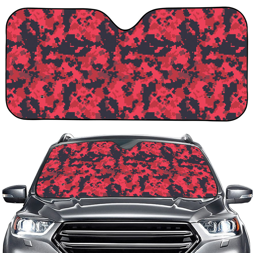 Red And Black Digital Camo Pattern Print Car Windshield Sun Shade